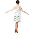thumbnail image 3 of IBTOM CASTLE Women's Flapper Dress 1920s Sequin Tassel Latin Party Cocktail Dress Ballroom Dance Costume Vintage Fringe Dress M White + Silver, 3 of 8