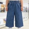 thumbnail image 2 of Weebloom Boy Baggy Jeans Denim Pants Denim Capri Pants Summer Casual Loose Fit Straight Leg Trousers For Toddler Kids Dark Blue 9-10 Years, 2 of 7