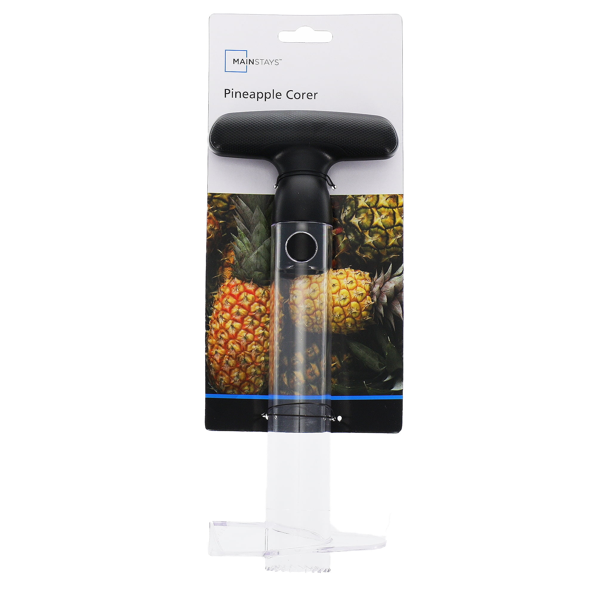 Mainstays 9.5" Manual Pineapple Corer, Peeler, and Slicer Tool, Clear