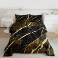 thumbnail image 2 of Homewish Marble Texture Full Size Comforter Sets,Fluid Stripe Aesthetic Bedding Comforter Set,Gold Yellow Black Bedding Sets For Boys Kids,Lightweight Room Decor Reversible,3-Piece, 2 of 8
