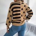 thumbnail image 4 of Khaki Womens Tops Long Sleeve Blouses for Ladies Boat Vneck Neck Sweater Color Block Crochet Knit Winter Fall Shirts 2025 Clothing Fashion L, 4 of 8