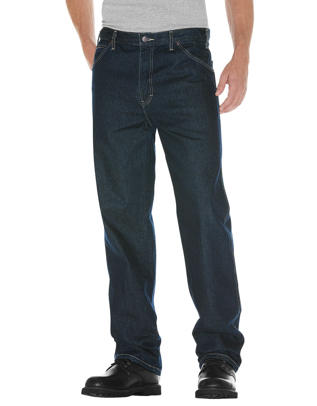Dickies Mens Relaxed Straight Fit 5-Pocket Denim Jeans, 33W x 32L ...