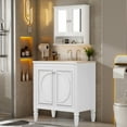 thumbnail image 4 of 30" Bathroom Vanity with Matching Mirror Medicine Cabinet Combo Set, Modern Bathroom Storage Cabinet with Ceramic Sink, Wall-Mounted Medicine Cabinet for Bathroom, White, 4 of 10