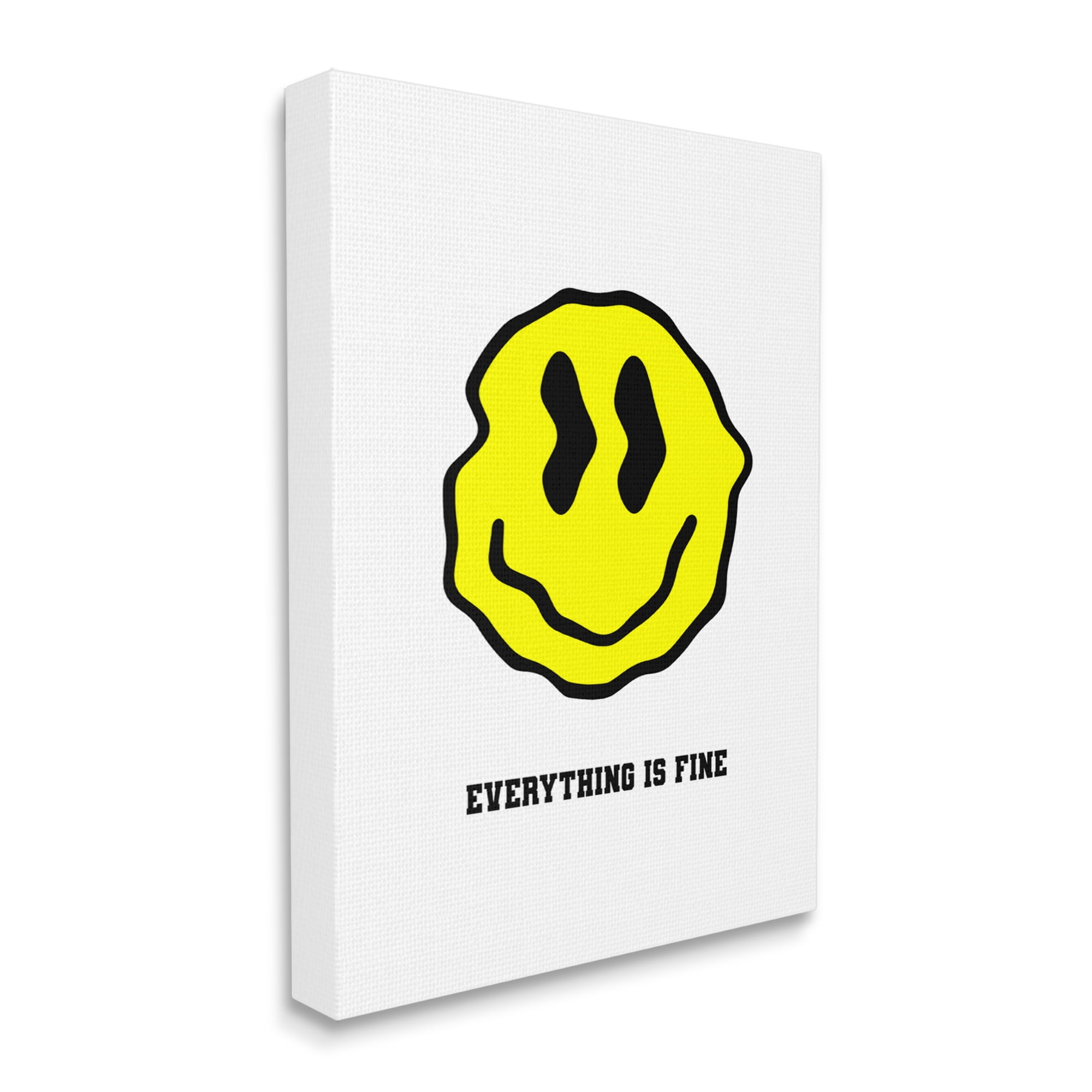 Stupell Industries Everything is Fine Smiley Abstract Painting Gallery Wrapped Canvas Art Print Wall Art, 24 x 30