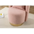 thumbnail image 7 of Swivel Barrel Chair, 25.2'' W Round Swivel Accent Chair with Curved Tufted Hollow Back, Modern Upholstered Single Sofa Chair with Throw Pillow and Gold Metal Base for Living Room Bedroom Hotel, Pink, 7 of 7