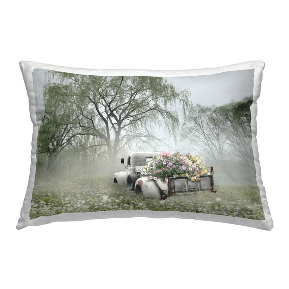 Stupell Industries Overgrown Floral Truck Decorative Printed Throw Pillow Design by Lori Deiter.