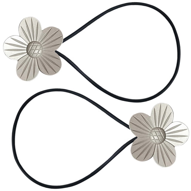 Injueey - 2 alzapaños para cortinas, cuerda decorativa para ventana, correa de adsorción para cortinas de flores para oficina y baño Tratamientos de ventanas Plata