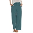 thumbnail image 6 of Certgust Under $25 Wide Leg Pants for Women Wide Leg Pants for Women Plus Size Flowy Drawstring Elastic Waist with Pockets Summer Beach, 6 of 8