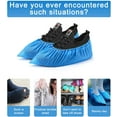 thumbnail image 2 of Yirtree Disposable Shoe Covers Waterproof Durable Non Slip, 50 Pairs Blue, One Size (100 Count), 2 of 8
