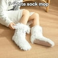 thumbnail image 6 of Cozy Socks, Winter Warm Fuzzy Non-Slip Slipper Socks with Cute Big Eyes, Thick Fleece Floor Long Socks（Black）（XX）, 6 of 7
