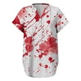 thumbnail image 6 of Kogui Bloody Shirt Women Womens I'm Fine Bloody Halloween Shirt Short Sleeve Problem Solved Blood Graphic Tee (Brick Red,L), 6 of 6