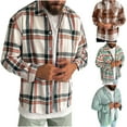 thumbnail image 5 of Floenr Mens T Shirts,Plaid Long Sleeve Single Breasted Lapel Collar Casual Men's Shirt, 5 of 5