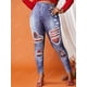 thumbnail image 3 of Jeggings Talla Extra Delgados Cintura Alta Estampado a Cuadros 3D Rosegal Leggings de talla grande, 3 of 5