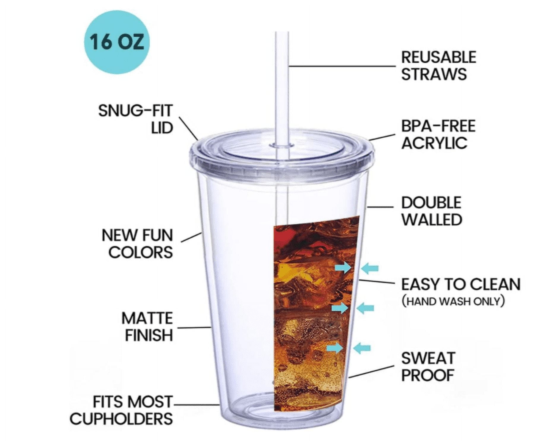 16 oz. Personalized Clear Acrylic Reusable Plastic Tumbler with Straw