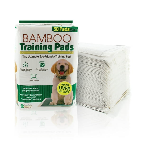 Bamboo Dog Training Pads By The Green Pet Shop 50 Count Super Absorbent Pads With Prolonged
