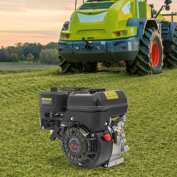 7.5HP 212cc Gasoline Engine, 4-Stroke OHV Horizontal Shaft Industrial Motor with Low Fuel Consumption (0.08Gal/KW/H), for Water Pump, Generator, Go Kart, Construction Equipment