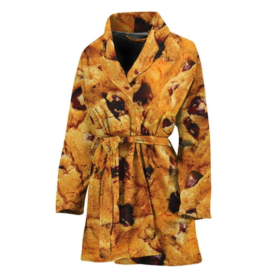 Chocolate Chip Cookie Women Bathrobe One Size Univeral Fits Fashion Lightweight Plush Fleece Long Robe For Women