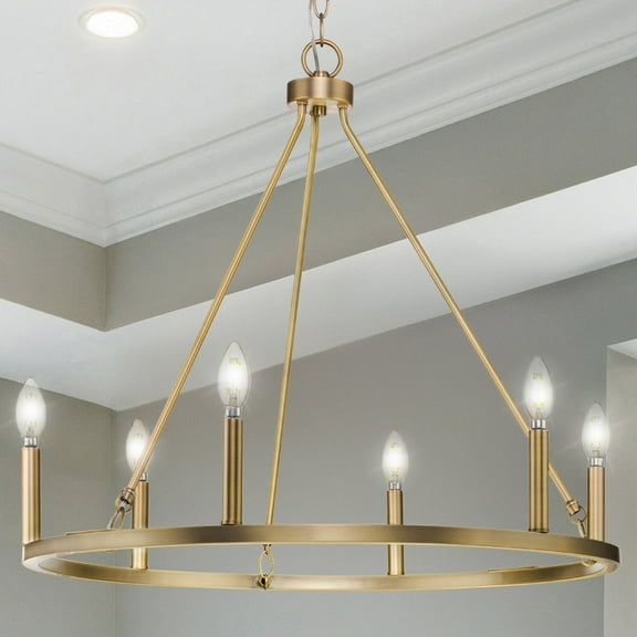 Luxury Modern Farmhouse Chandelier, Vintage Brass, UHP4601