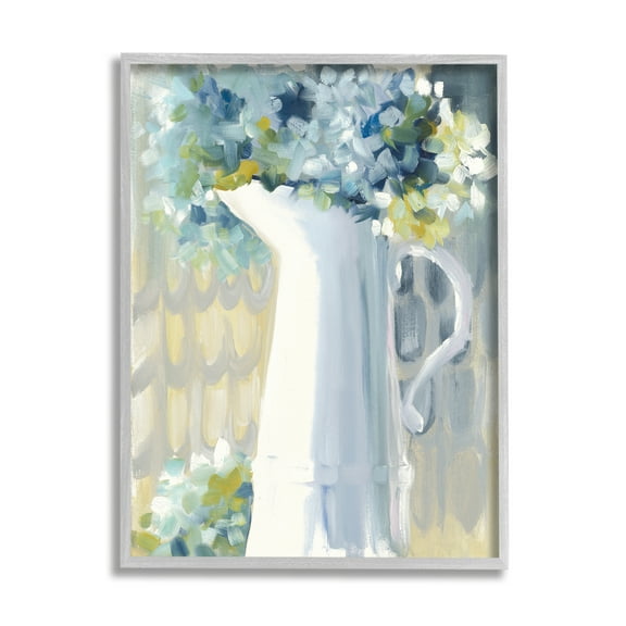 Stupell Industries Abstract Hydrangeas in Jug Botanical & Floral Painting Gray Framed Art Print Wall Art, 24 x 30