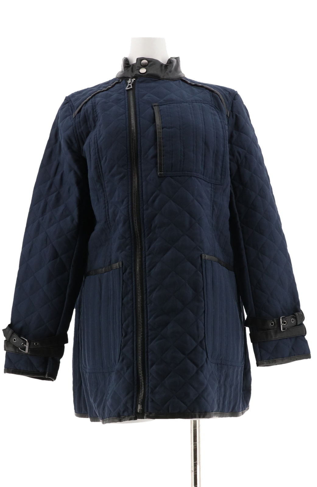 SA Seth Aaron Quilted Coat Faux Leather A268980 - Walmart.com
