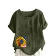 thumbnail image 2 of Gamivast Women Summer Cotton Linen Shirts Embroidered Floral Casual Blouse Tunic Tops Loose Fit Ladies Boho Tops Green L Placed My Account Recently My Order History Online, 2 of 4