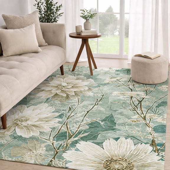 Addison Rugs Chantille Indoor/Outdoor Transitional Floral Aloe Machine Washable Rectangle Rug, 10' x 14'