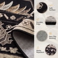 thumbnail image 5 of KoshiMe Washable Area Rug 9'x12', Non-Slip Soft Vintage Distress Floral Rugs for Living Room, Stain Resistant Low Pile Medallion Carpet for Dining Room Office, Black, 5 of 9