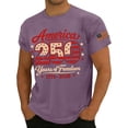 thumbnail image 3 of America 250 Shirts for Men Patriotic Star American Flag Print Short Sleeve Crew Neck T Shirts Muscle Relaxed Fit Soft Comfy Tshirt, Purple, #01 Purple, 3 of 4