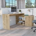 thumbnail image 2 of TUHOME Axis L-Shaped Desk Engineered Wood Desks in  Beige, 2 of 8