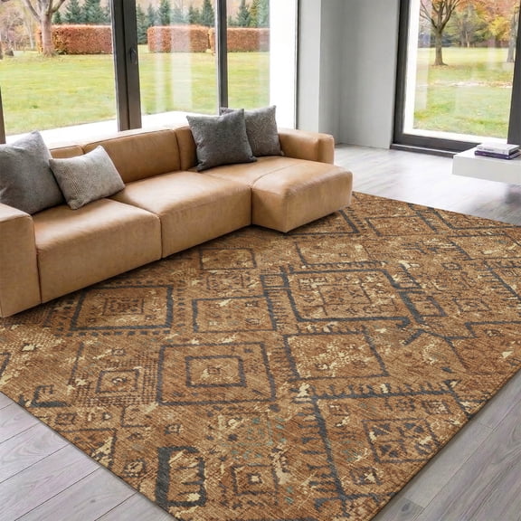 Addison Rugs Mayfield Premium Machine Washable Transitional Global Paprika Rectangle Rug, 10' x 14'