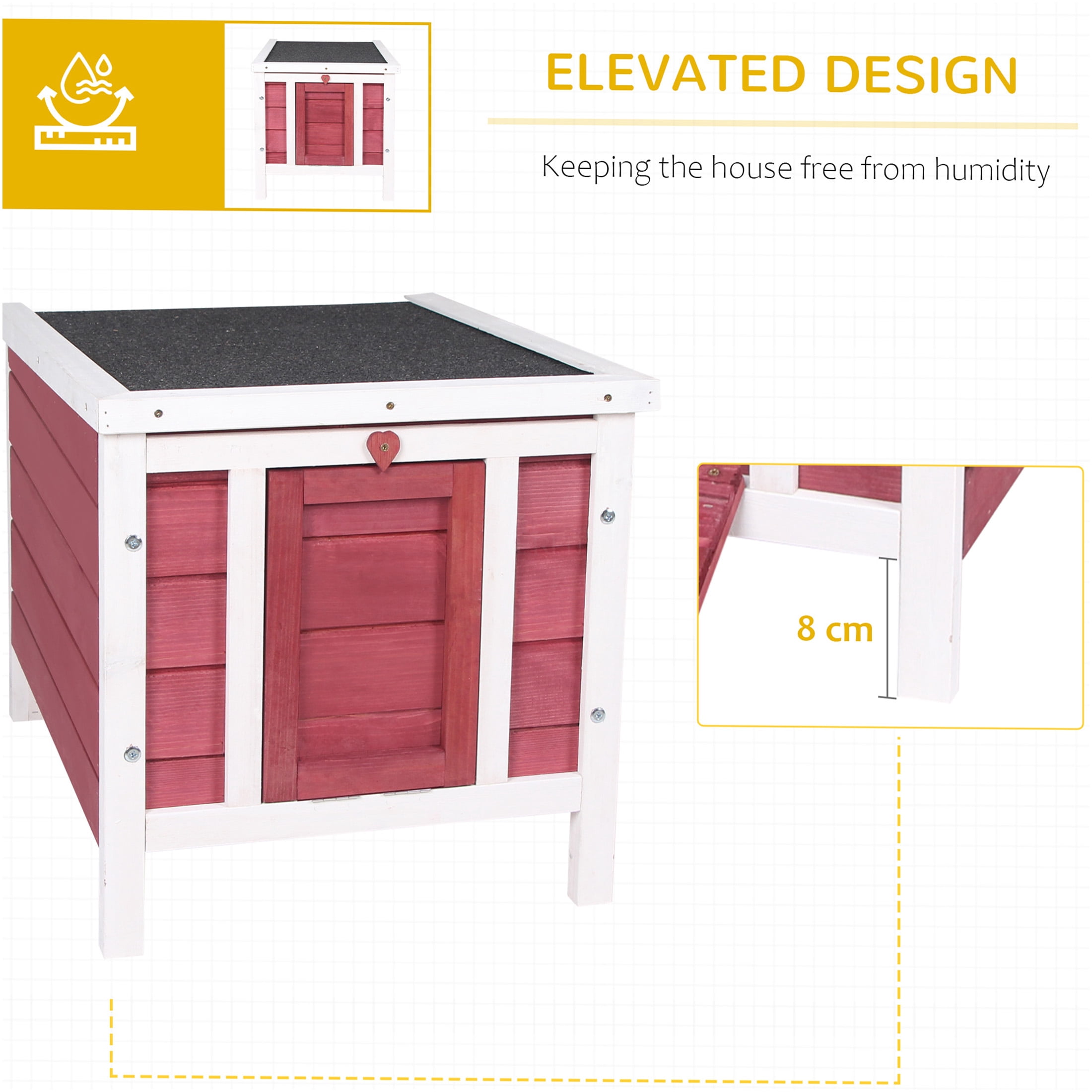 JERFIT Outdoor Rabbit Hutch with Waterproof Asphalt Roof, Small Animal Cage Wooden House with Ramp for Rabbits, Guinea Pigs, Ducks, Pets