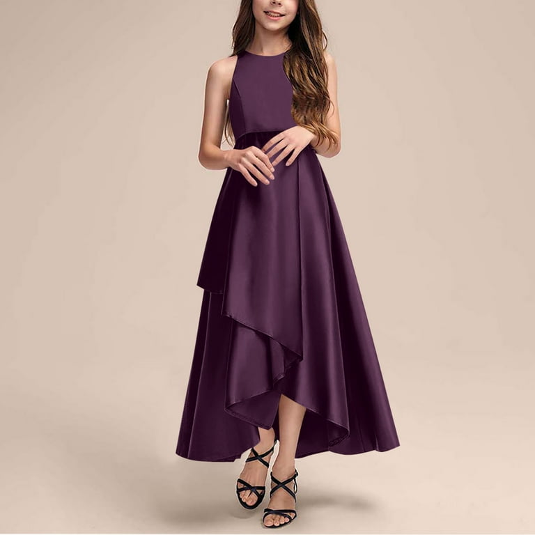open lace back dress High Neck Purple Long Prom Dress Beaded Junior Party Dress PG839 US4 / Custom Color main image 1