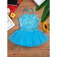 thumbnail image 4 of DPOIS Kids Girls Criss Cross Strap Tutu Dress Sequins Ballet Leotard Blue 4-5, 4 of 7