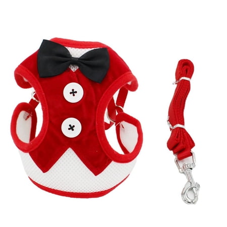 Bow Chest Strap for Small Medium Dogs Belt Collar Cat Evening  Dress Puppy Harness  Leash Dog Leads Pet Vest S RED