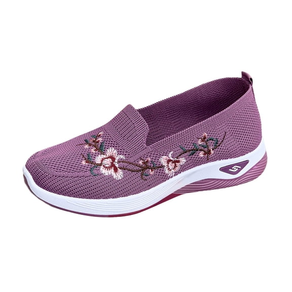 Women's arch support Breathable Soft Shoes Flower Embroidered Slip On Walking Sneakers Arch Support Shoes,39