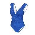 thumbnail image 4 of Yiaed Blue Glitter Print Women's Ruffled One Piece Swimsuit V Neck Swimwear Slimming Monokini for Woman-XX-Large, 4 of 8