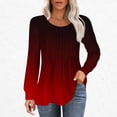 thumbnail image 1 of RXIRUCGD Hauts Décontractés Mode Femme Col Rond Plissé Manches Longues, Vin, Taille : S, 1 of 5