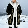 thumbnail image 2 of Christmas Jacket for Men Christmas Men's Long Cardigan Hoodies Women White Trim Warm Santa Claus Xmas Hooded Coat with Pocket Black XXXL, 2 of 4