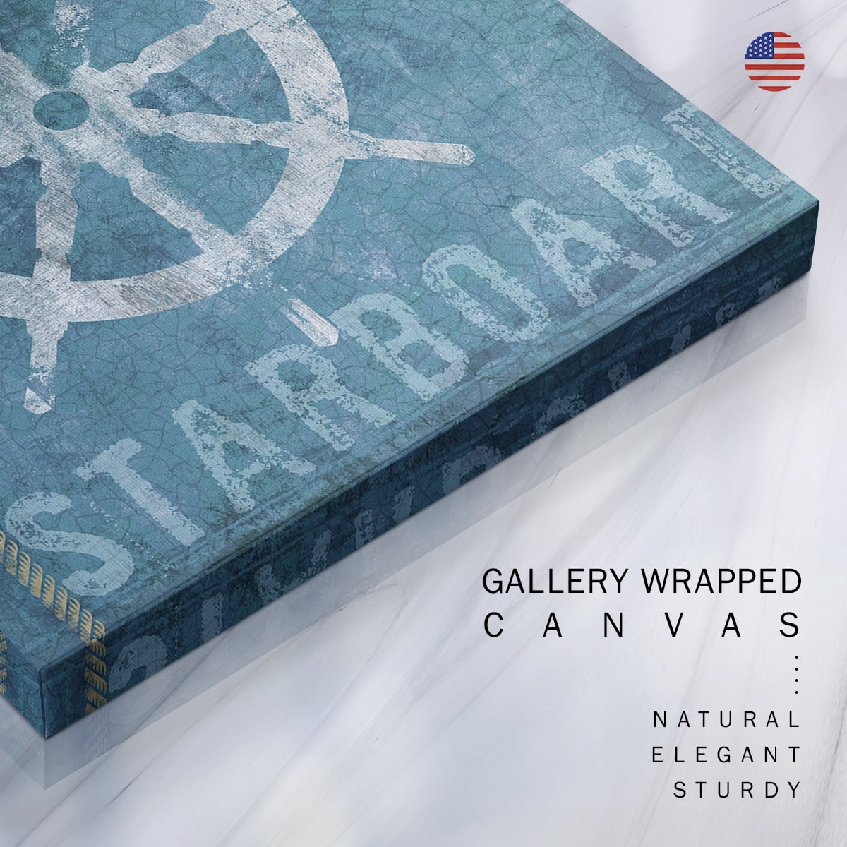 Bathroom Wall Décor Nautical Pictures Prints Sea Animals Navy Blue Canvas Wall Art 12 x 12 inches, Set of 4 Framed on Solid Wood Artwork for Home Cabin Office