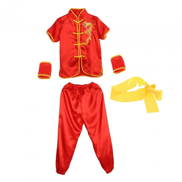 Traje tradicional chino de Wushu, uniforme Tai, traje de ejercicio Qigong, trajes de artes marciales para adultos y niños, comodidad ligera , rojo 140 shamjiam uniforme de kung-fu