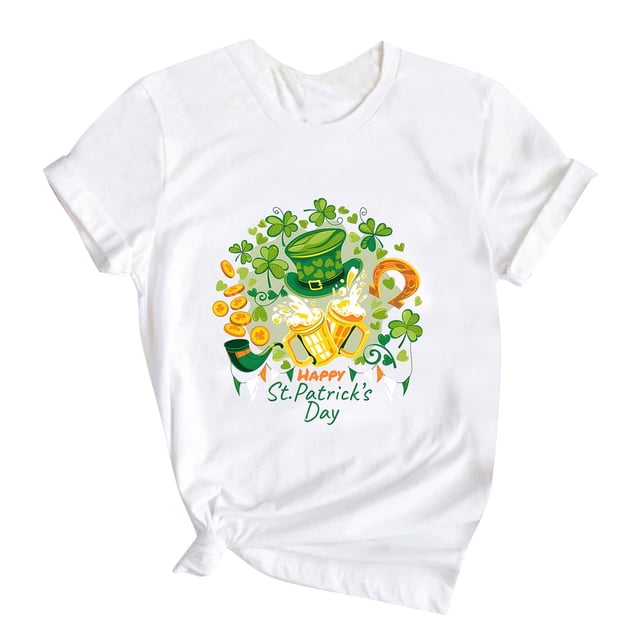 Playeras Gibobby para Niñas Día de San Patricio Camisetas de manga corta con cuello redondo 8-9 Años