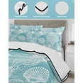 thumbnail image 4 of Quilts Twin Size Bedding Set, Turquoise Coastal Lightweight Quilted Comforter, Nautical Starfish Coral Jellyfish Shell Sea Soft Bedspread Coverlet with Pillow Covers for All Season, 68" x 86", 4 of 7