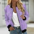 thumbnail image 2 of TFEOQRY Women's Fashion Sequin Decorative Outwear Jackets Casual Long Sleeve Zippered Coat with Pockets Purple, 2 of 5