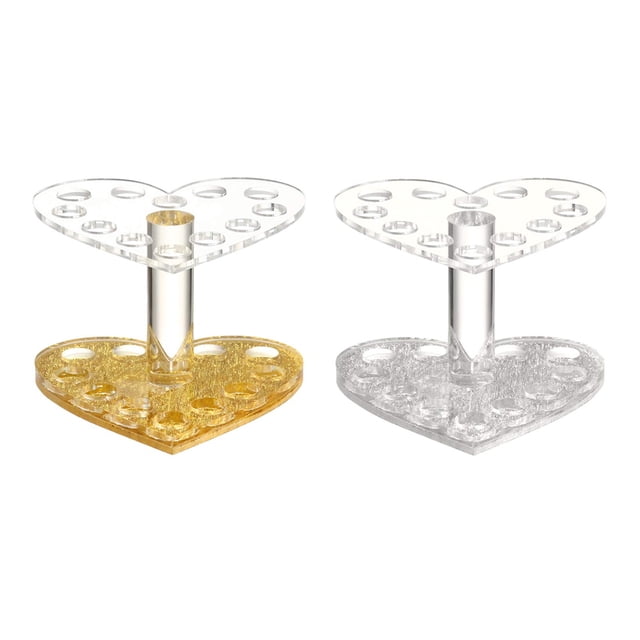 Organizador de almacenamiento de brochas de maquillaje acrílico en forma de corazón, para escritorio de baño, Color aleatorio, 2 uds.