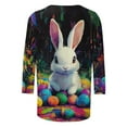 thumbnail image 4 of Inverlee Women's Easter Tshirts Rabbits Eggs Graphic Tees Oversized 3/4 Sleeve T Shirts Blouses Summer Crewneck Tunic Tops, 4 of 5