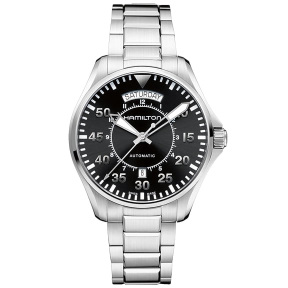 Hamilton Pilot Day Date Automatic Black Dial Stainless Mens Watch H64615135