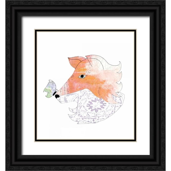Ogren, Sarah 26x28 Black Ornate Wood Framed with Double Matting Museum Art Print Titled - Lace Fox