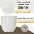thumbnail image 6 of Euroco Lightweight Flower Pot Set of 3, 16.93"+13.98"+11.22" Dia Round Concrete Stackable Planter with Drainage Holes and Rubber Plug,Modern Decorative Pots for Indoor Outdoor,Patio Garden Balcony, 6 of 9