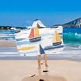 thumbnail image 2 of Yayeee Kids Hooded Towels Toddler Soft Absorbent Beach Bathing Wrap 50" x 23.5", Orange Hand Drawn Sailboats, 2 of 5
