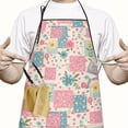 thumbnail image 2 of Pioneer Flower Floral Print Pattern Cotton Linen Apron with Pockets, Waterproof Adjustable, 33x27 Inch for Kitchen, Gardening, BBQ, Salon, 2 of 6